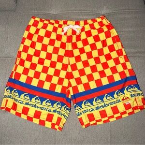 Quiksilver Stranger Things Red and Yellow Graphic Shorts Men's Small